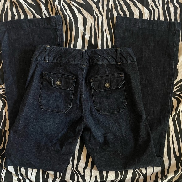 low rise flare dark navy denim jeans - Picture 2 of 3